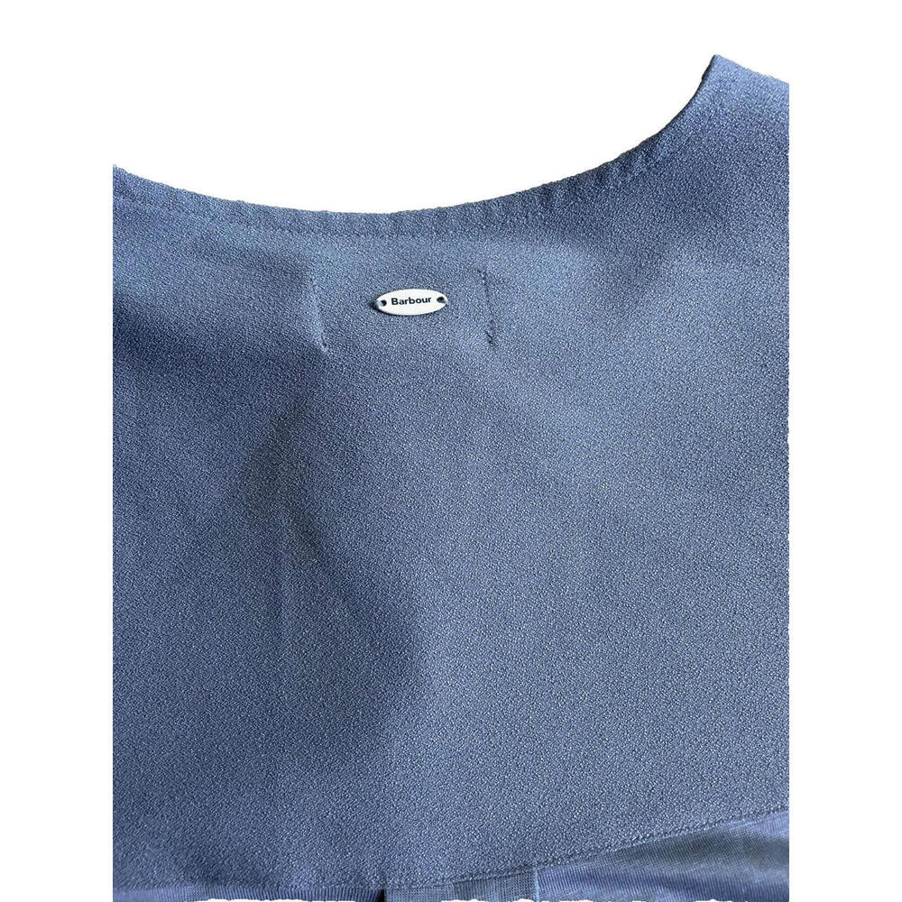Barbour Summer Tartan Carron Top Mercury Grey Roll Back Sleeves Curved Hem US 6 - Picture 8 of 9